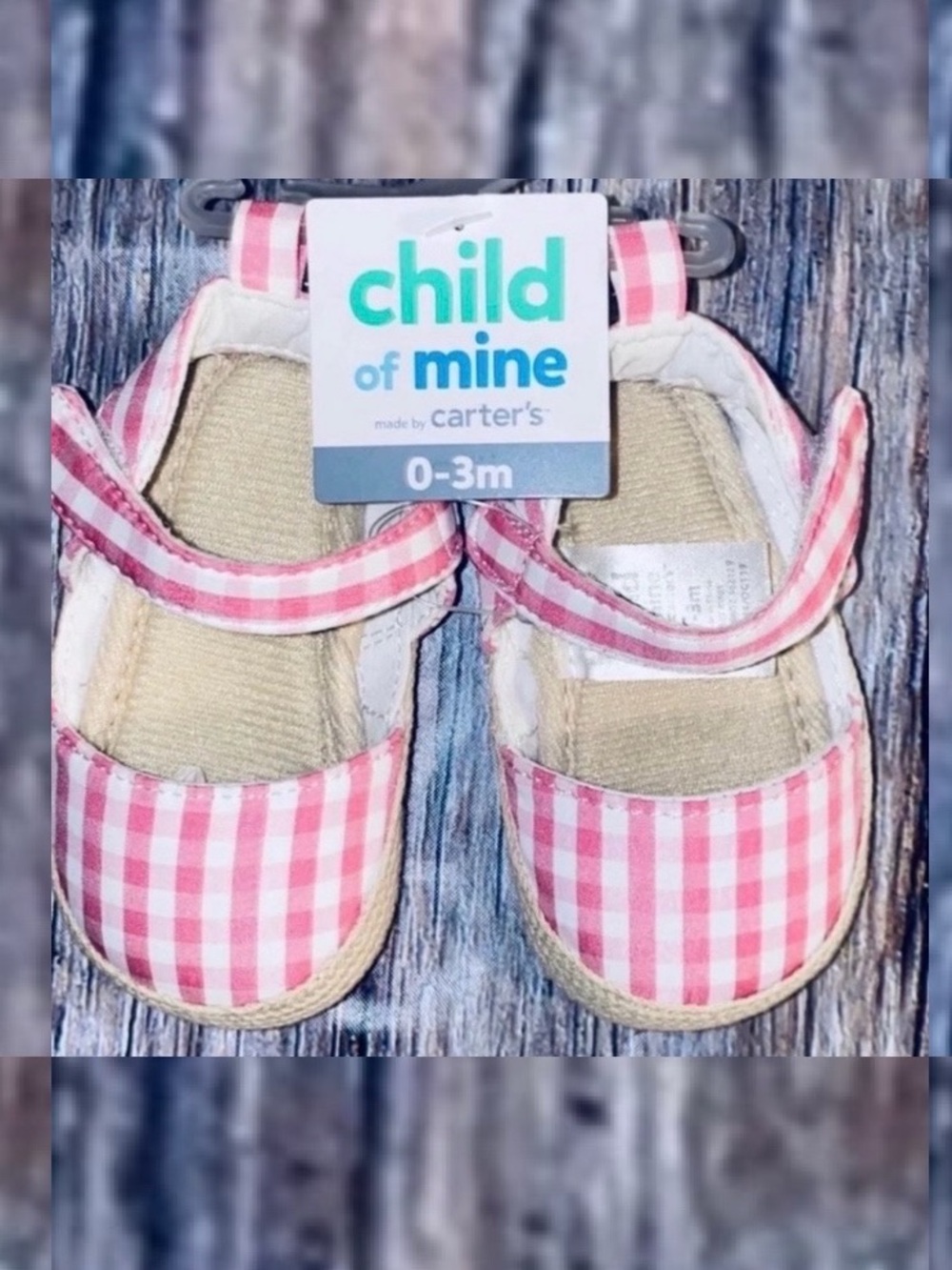 💞 New Infant & Baby Girl Size 0-3 Month Pink Gingham Crib Shoes